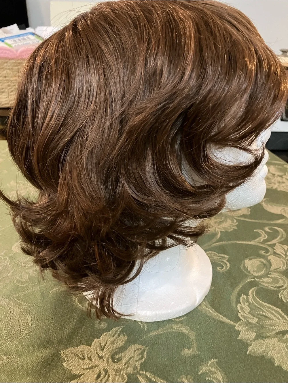 Short Layered Women's Wig in Chestnut with Soft Waves